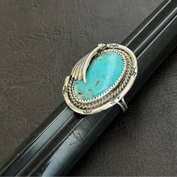 🔴SOLD🔴 Vintage Native American sterling silver & turquoise ring Size 7 - Picture 7 of 10